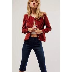 New Free People Becky Jacket VELVET $168 X-SMALL Garnet Military Style Blazer